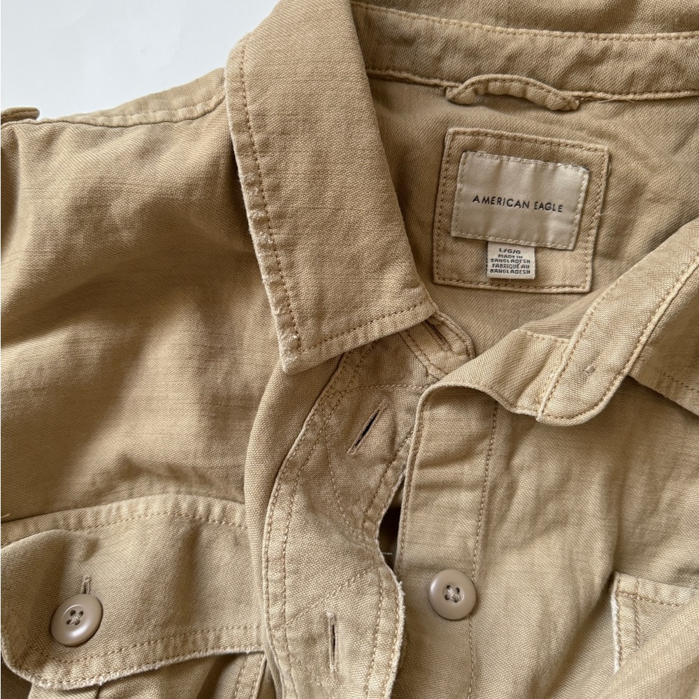 American Eagle Tan Button-Up Jacket - image 1